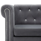 Elegante Chesterfield bank met houten frame en kristallen knopen - Grijs / L-vormig - Banken
