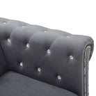 Elegante Chesterfield bank met houten frame en kristallen knopen - Grijs / L-vormig - Banken