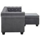 Elegante Chesterfield bank met houten frame en kristallen knopen - Grijs / L-vormig - Banken