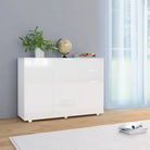 Elegante dressoir van bewerkt hout met hoogglans afwerking - Wit / 1 - Dressoirs & buffetkasten