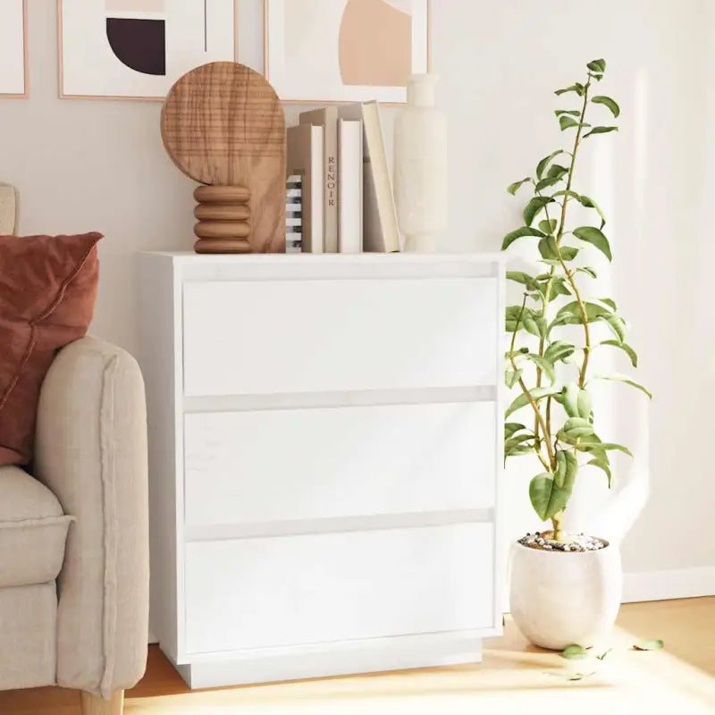 Elegante dressoir van massief grenenhout voor een klassieke uitstraling - Wit / 1 - Dressoirs & buffetkasten