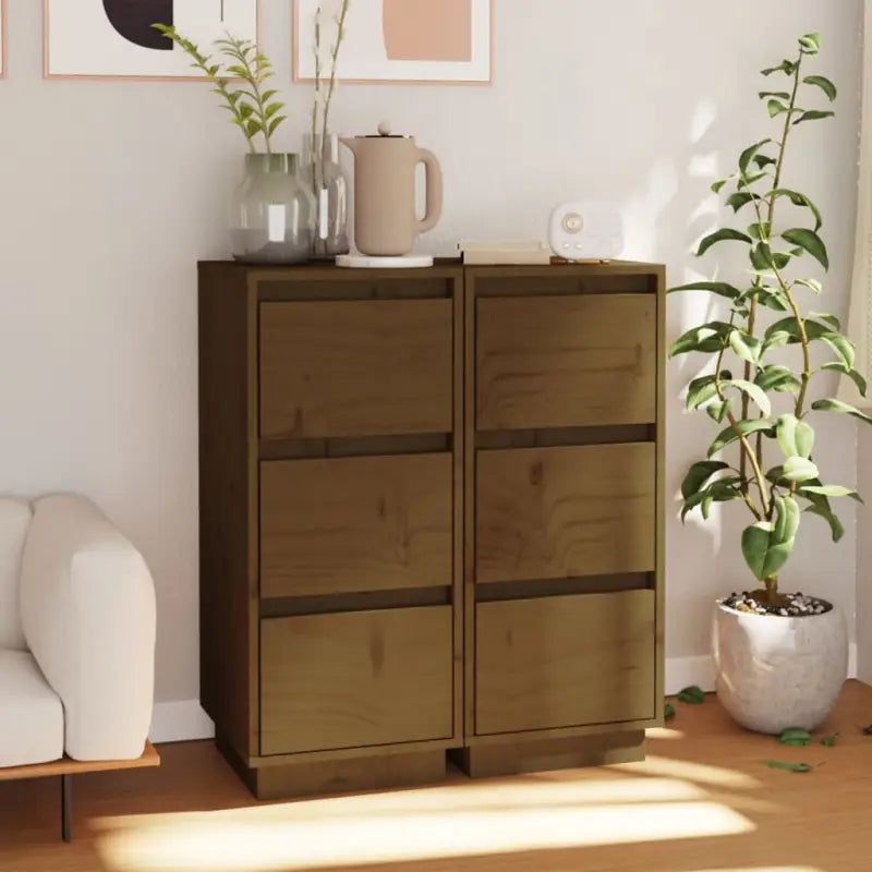 Elegante dressoirs van massief grenenhout voor klassiek interieur - Honingbruin / 2 - Dressoirs & buffetkasten