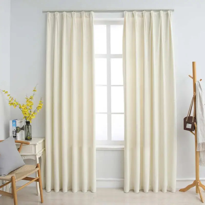 Elegante fluwelen gordijnen met metalen haken en snelle levering bevat - Crème / 140 x 175 cm / 2 - Gordijnen & vitrages