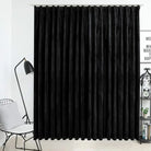 Elegante fluwelen gordijnen met metalen haken voor warmte en privacy - Zwart / 1 - Gordijnen & vitrages