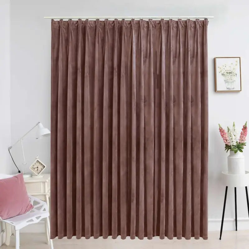 Elegante fluwelen gordijnen met metalen haken voor warmte en privacy - Antiekroze / 1 - Gordijnen & vitrages