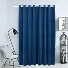 Elegante fluwelen gordijnen met metalen ringen voor warme interieurs - Donkerblauw / 1 - Gordijnen & vitrages
