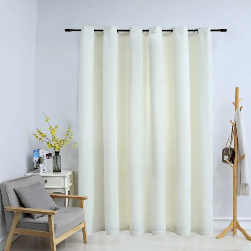 Elegante fluwelen gordijnen met metalen ringen voor warme interieurs - Crème / 1 - Gordijnen & vitrages