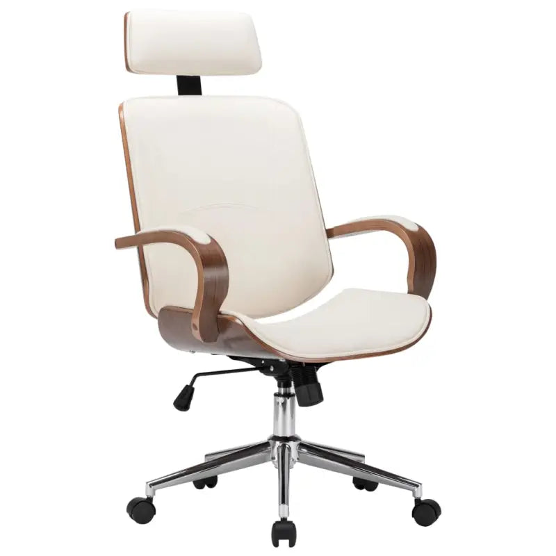 Elegante gebogen houten bureaustoel voor een modern interieur - Crème en bruin / 1 - Bureaustoelen