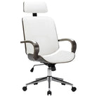 Elegante gebogen houten bureaustoel voor een modern interieur - Wit en grijs / 1 - Bureaustoelen