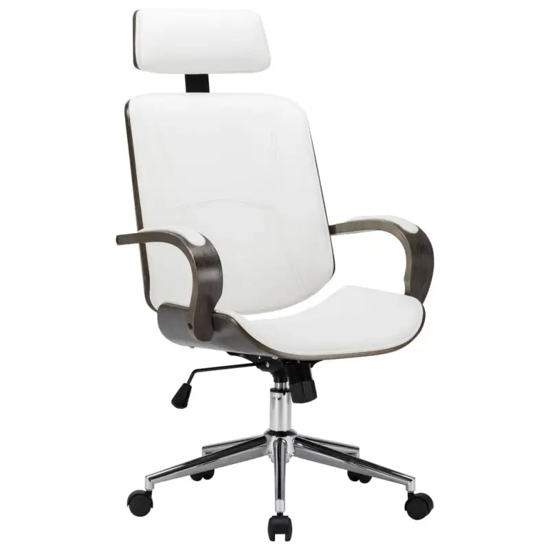 Elegante gebogen houten bureaustoel voor een modern interieur - Wit en grijs / 1 - Bureaustoelen