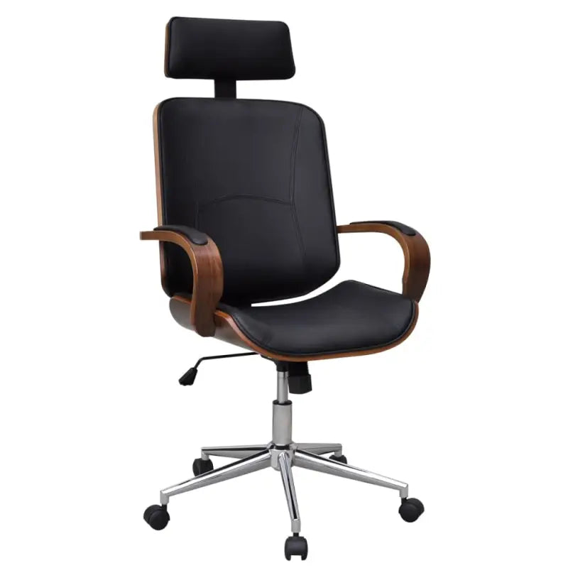 Elegante gebogen houten bureaustoel voor een modern interieur - Zwart en bruin / 1 - Bureaustoelen