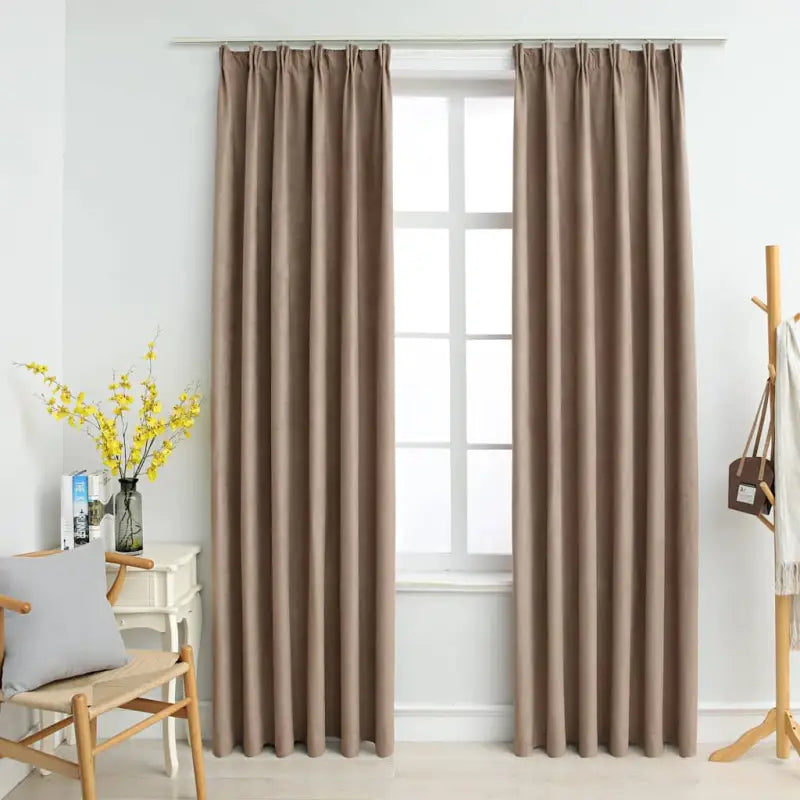 Elegante gordijnen met metalen haken inclusief levering voor woonkamer en slaapkamer - Taupe / 140 x 175 cm / 2