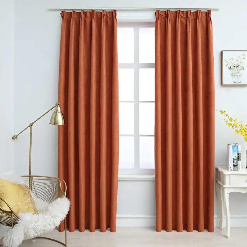 Elegante gordijnen met metalen haken inclusief levering voor woonkamer en slaapkamer - Roestbruin / 140 x 225 cm / 2