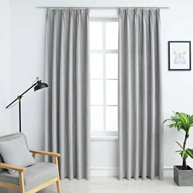 Elegante gordijnen met metalen haken inclusief levering voor woonkamer en slaapkamer - Grijs / 140 x 225 cm / 2