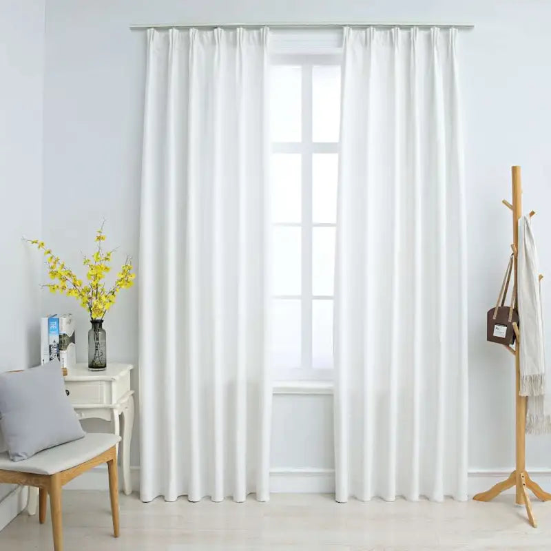 Elegante gordijnen met metalen haken inclusief levering voor woonkamer en slaapkamer - Gebroken wit / 140 x 245 cm / 2