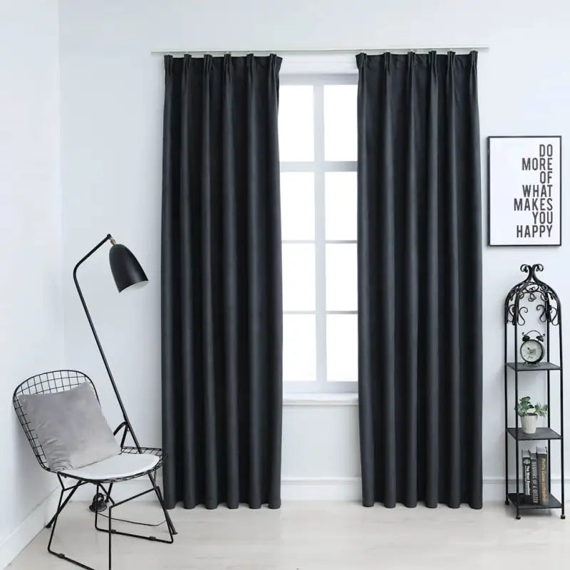 Elegante gordijnen met metalen haken inclusief levering voor woonkamer en slaapkamer - Antraciet / 140 x 175 cm / 2