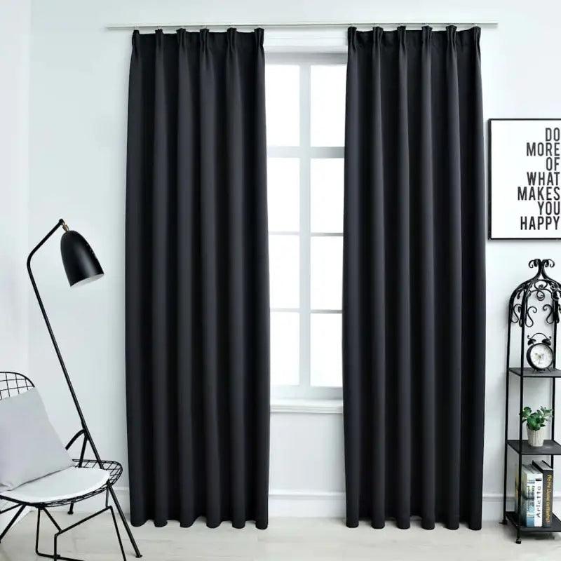 Elegante gordijnen met metalen haken inclusief levering voor privacy en stijl - Zwart / 140 x 175 cm / 1 - Gordijnen &