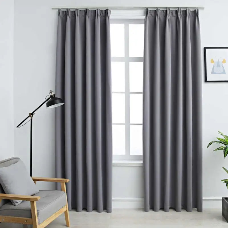 Elegante gordijnen met metalen haken inclusief levering voor privacy en stijl - Grijs / 140 x 245 cm / 1 - Gordijnen &