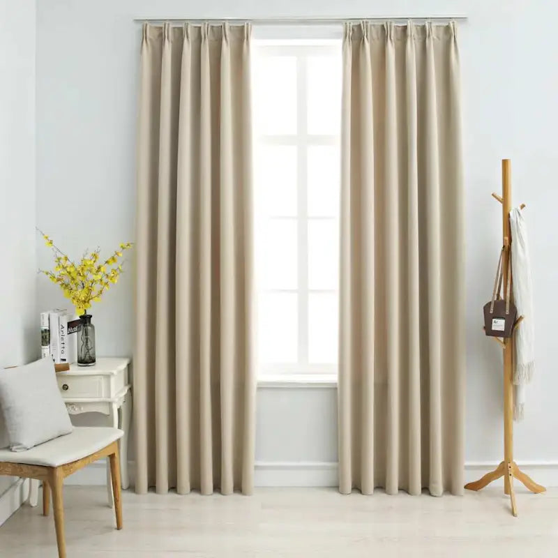Elegante gordijnen met metalen haken inclusief levering voor privacy en stijl - Beige / 140 x 245 cm / 1 - Gordijnen &