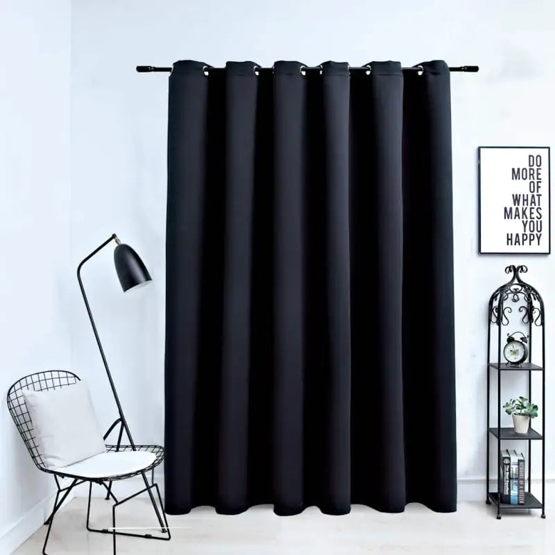 Elegante gordijnen met metalen ringen voor privacy en lichtblocking - Zwart / 1 - Gordijnen & vitrages