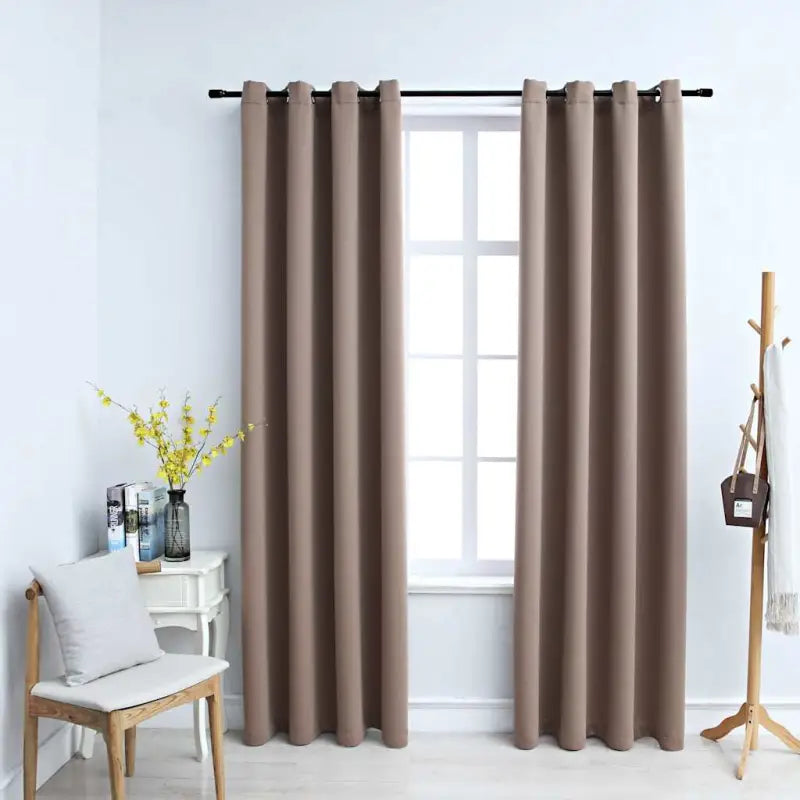 Elegante gordijnen met metalen ringen voor privacy en lichtblokkering levering bevat - Taupe / 140 x 245 cm / 1
