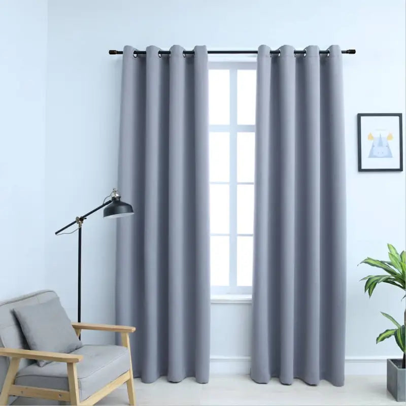 Elegante gordijnen met metalen ringen voor privacy en lichtblokkering levering bevat - Grijs / 140 x 225 cm / 1
