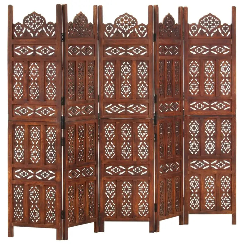 Elegante handgesneden kamerscherm voor een klassieke touch in huis - Donkerbruin / 5 - Kamerschermen