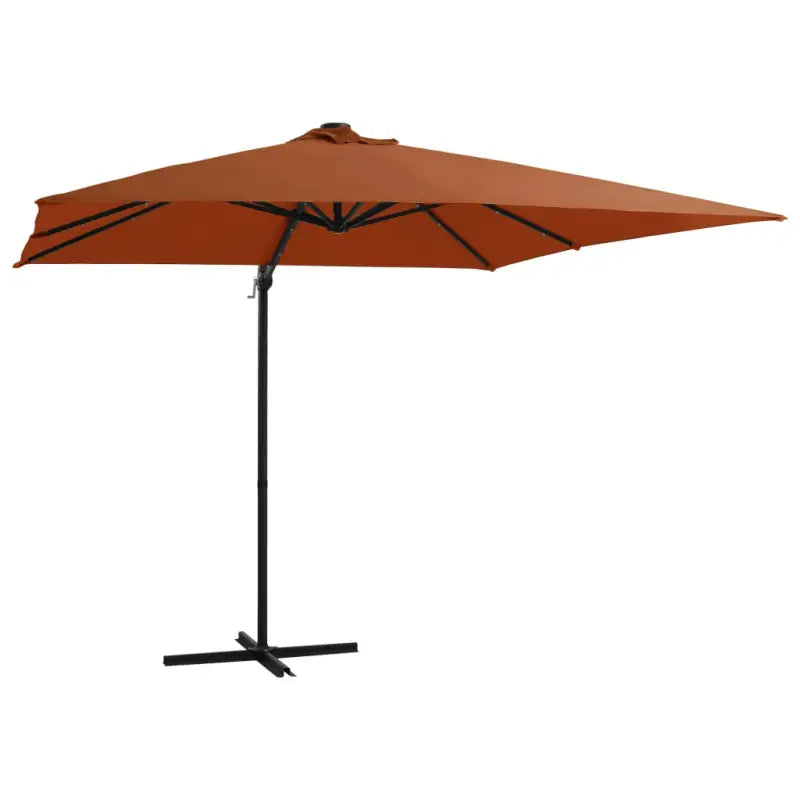 Elegante hangende parasol met LED-verlichting en stalen paal voor zorg ervoor tijdens zware regenval - Terracotta / 250
