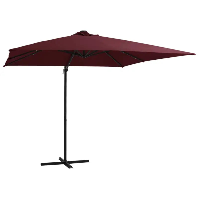 Elegante hangende parasol met LED-verlichting en stalen paal voor zorg ervoor tijdens zware regenval - Rood / 250 x 250