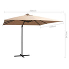 Elegante hangende parasol met LED-verlichting en stalen paal voor zorg ervoor tijdens zware regenval - Parasols