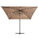 Elegante hangende parasol met LED-verlichting en stalen paal voor zorg ervoor tijdens zware regenval - Parasols