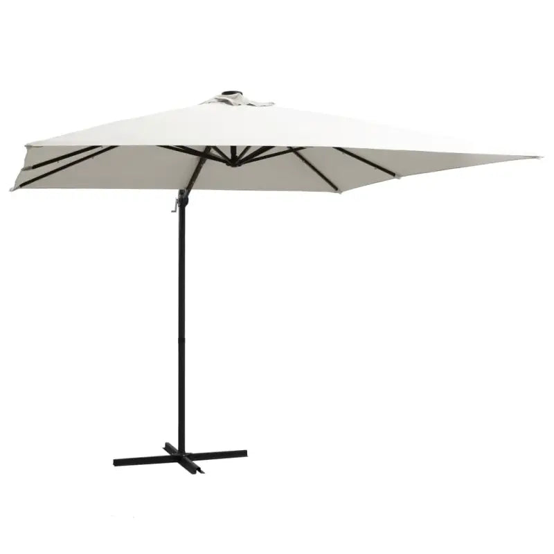 Elegante hangende parasol met LED-verlichting en stalen paal voor zorg ervoor tijdens zware regenval - Zand / 250 x 250