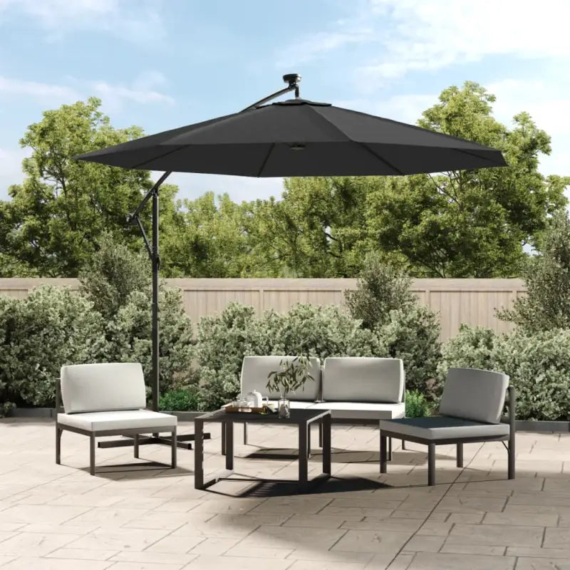 Elegante hangende parasol met LED-verlichting voor schaduw en UV-bescherming - Antraciet / 300 cm / 1 - Parasols