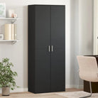 Elegante hoge kast van bewerkt hout die gemakkelijk schoon te maken - Zwart / 1 - Opbergkasten & lockerkasten
