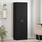 Elegante hoge kast van bewerkt hout die gemakkelijk schoon te maken - Zwart / 1 - Opbergkasten & lockerkasten