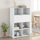 Elegante hoge kast van bewerkt hout voor een stijlvolle inrichting - Wit / 1 - Dressoirs & buffetkasten