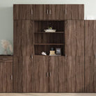 Elegante hoge kast van bewerkt hout voor een stijlvolle interieur uitstraling - bruin eikenkleur / 1 - Dressoirs &