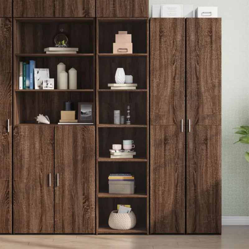 Elegante hoge kast voor bestaande interieur makkelijk schoon te houden - bruin eikenkleur / 1 - Dressoirs & buffetkasten