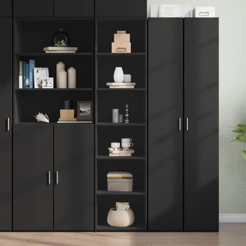 Elegante hoge kast voor bestaande interieur makkelijk schoon te houden - Zwart / 1 - Dressoirs & buffetkasten