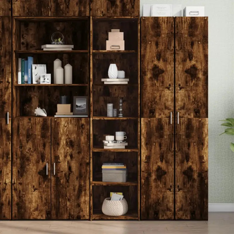 Elegante hoge kast voor bestaande interieur makkelijk schoon te houden - Gerookt eiken / 1 - Dressoirs & buffetkasten