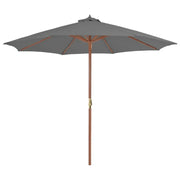 Elegante houten parasol met UV-bescherming en stevige houten paal - Parasols en zonneschermen