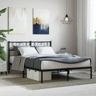 Elegante metalen bedframe met extra opbergruimte voor je slaapkamer - Zwart / 120 x 190 cm / met hoofdbord - Bedden &