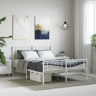 Elegante metalen bedframe met extra opbergruimte voor je slaapkamer - Wit / 120 x 190 cm / met hoofdbord & voetbord