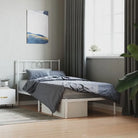Elegante metalen bedframe met extra opbergruimte voor je slaapkamer - Wit / 75 x 190 cm / met hoofdbord - Bedden &