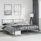 Elegante metalen bedframe met extra opbergruimte voor je slaapkamer - Zwart / 193 x 203 cm / met hoofdbord & voetbord