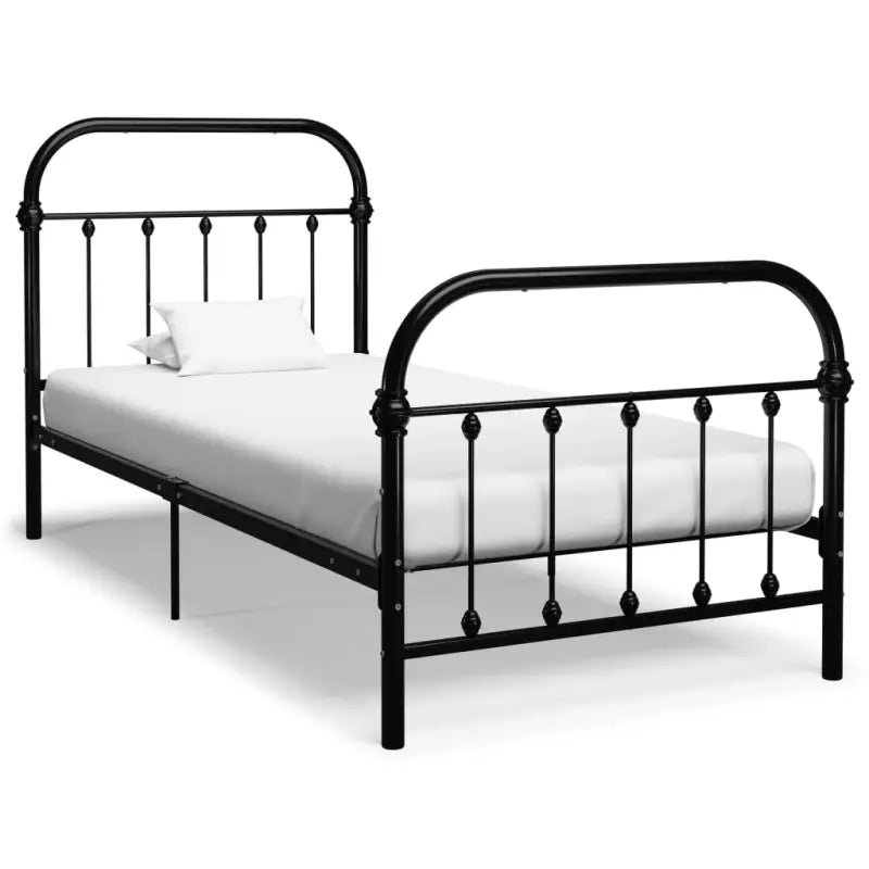 Elegante metalen bedframe met stevige constructie en comfortabel lattenbodem - Zwart / 90 x 200 cm - Bedden & bedframes