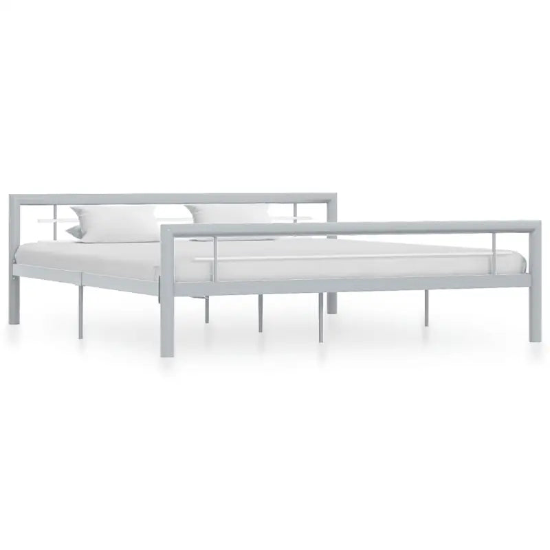 Elegante metalen bedframe met stevige ondersteuning - Grijs en wit / 180 x 200 cm - Bedden & bedframes