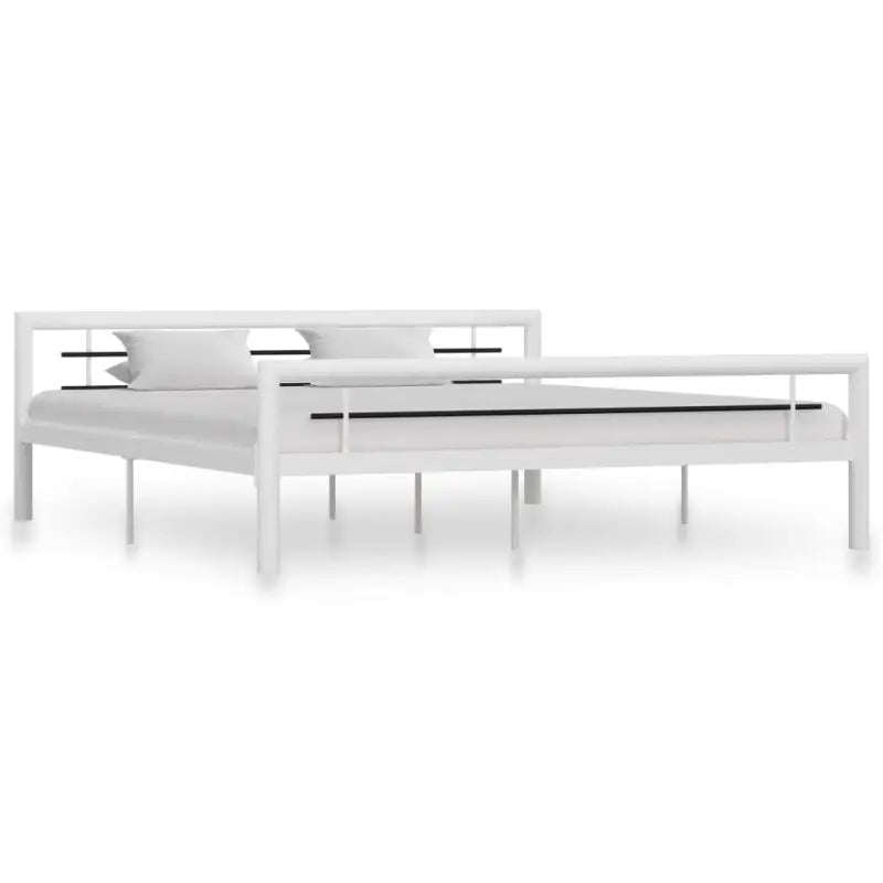 Elegante metalen bedframe met stevige ondersteuning - Wit en zwart / 180 x 200 cm - Bedden & bedframes