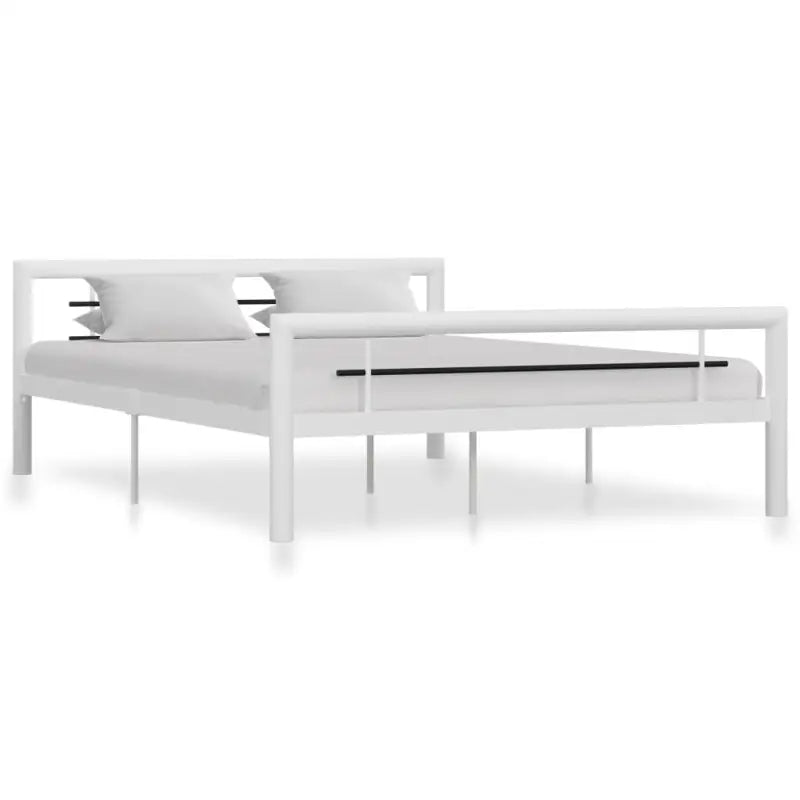 Elegante metalen bedframe met stevige ondersteuning - Wit en zwart / 120 x 200 cm - Bedden & bedframes