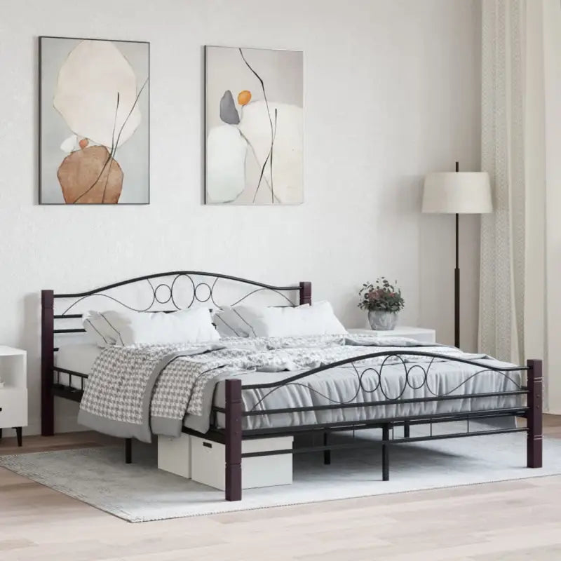 Elegante metalen bedframe met stevige ondersteuning - Zwart / 160 x 200 cm - Bedden & bedframes